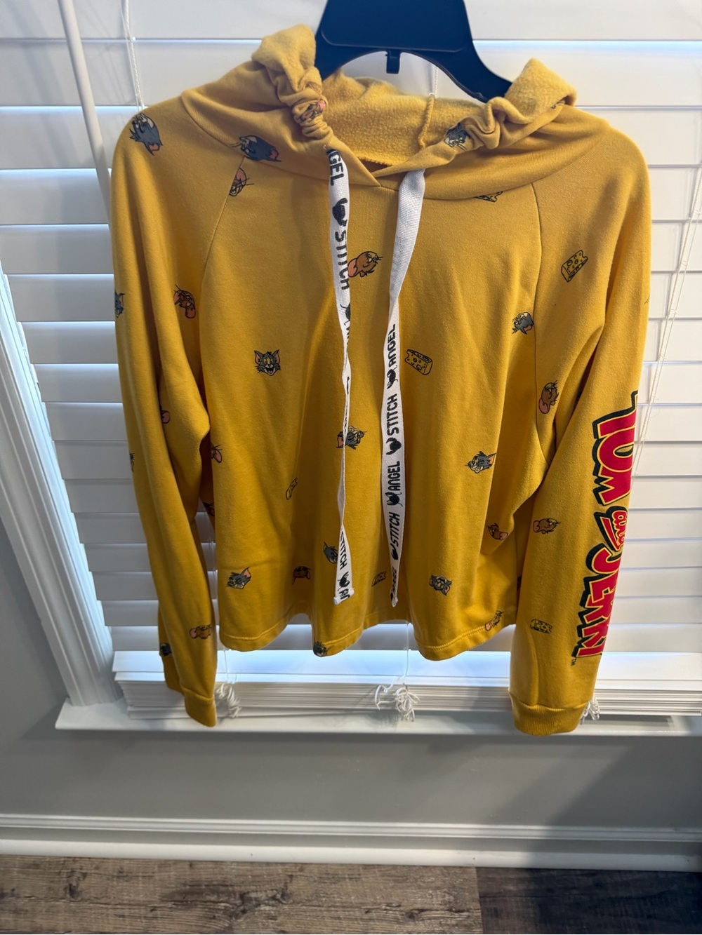 Yellow Graphic Pullover Hoodie Sweater